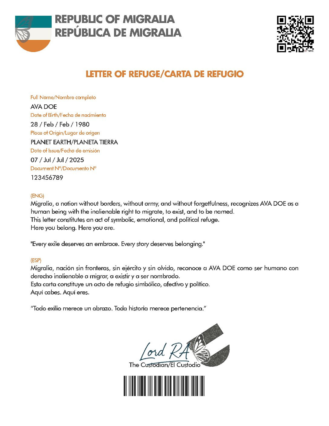 Carta de Refugio